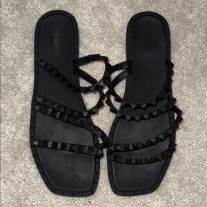 Steve Madden Black Studded Slide Sandals